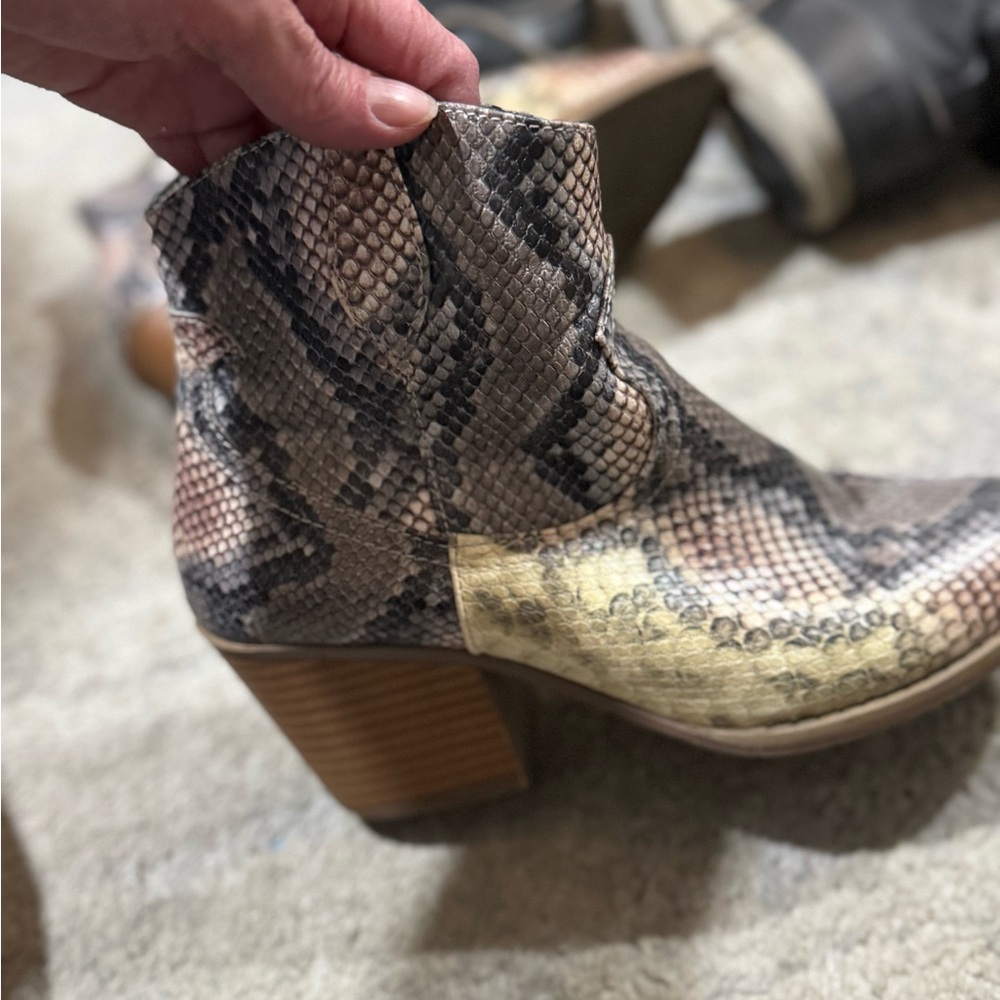Sugar Tarah Snakeskin Pattern Ankle Booties View 6